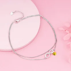Silver Forever Heart Layered Anklet