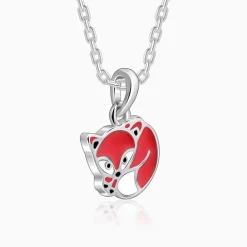 Silver Foxy Kids Pendant with Link Chain