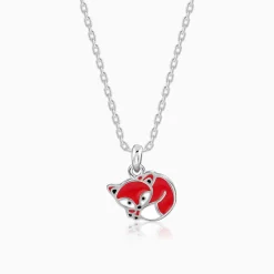 Silver Foxy Kids Pendant with Link Chain