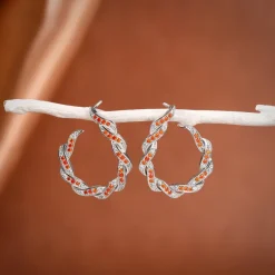 Silver Gaia Hoop Earrings