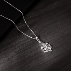Silver Ganapathi Pendant with Link Chain For Him