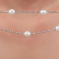 Silver Gene Pearl Layered Bracelet