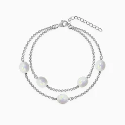 Silver Gene Pearl Layered Bracelet