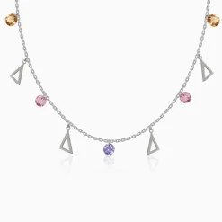 Silver Geometric Charm Choker Necklace
