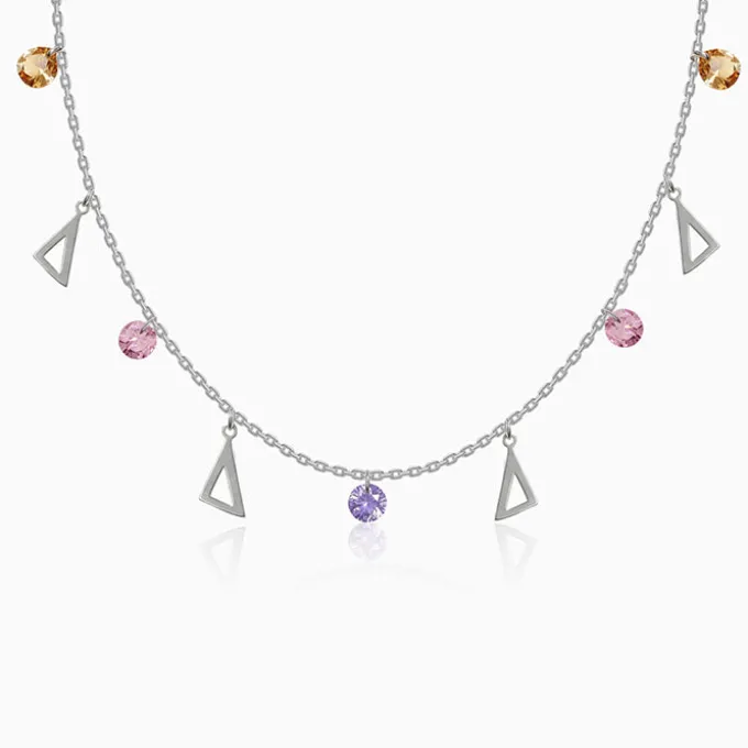 Silver Geometric Charm Choker Necklace