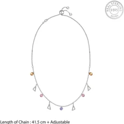 Silver Geometric Charm Choker Necklace