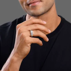 Silver Geometric Glimmer Ring For Him