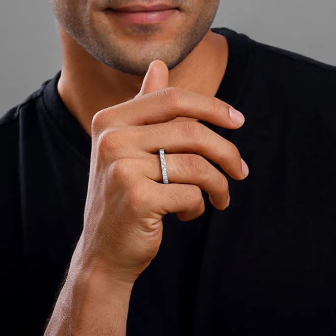 Silver Geometric Triangle Ring For Him