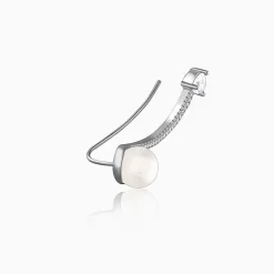 Silver Gina Pearl Climber Earrings