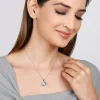 Silver Gleaming Blue Fish Tail Pendant with Link Chain