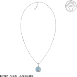 Silver Gleaming Blue Fish Tail Pendant with Link Chain