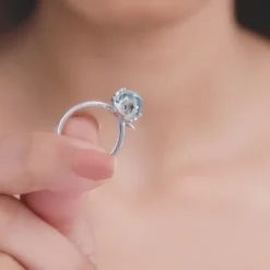 Silver Gleaming Blue Fish Tail Ring