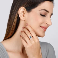 Silver Gleaming Blue Fish Tail Ring