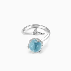 Silver Gleaming Blue Fish Tail Ring