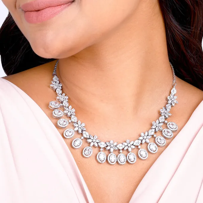 Silver Gleaming Bridal Necklace
