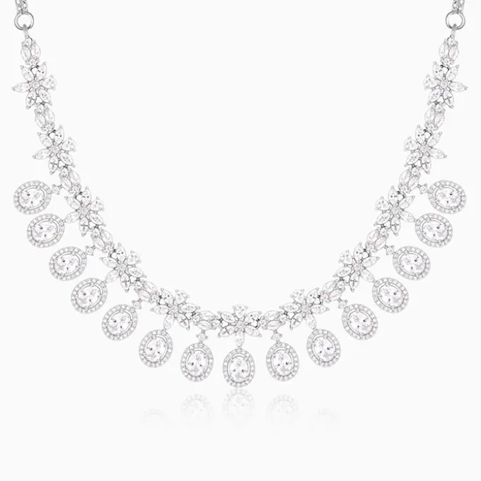 Silver Gleaming Bridal Necklace