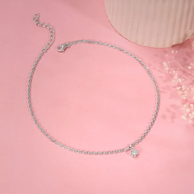Silver Glow Linked Chain Anklet