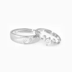 Silver Glowing in Love Couple Rings