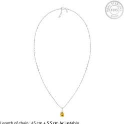 Silver Grace Citrine Pendant With Link Chain