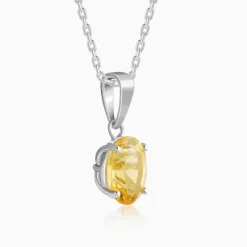 Silver Grace Citrine Pendant With Link Chain