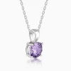 Silver Gracious Purple Pendant with Link Chain