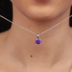 Silver Gracious Purple Pendant with Link Chain