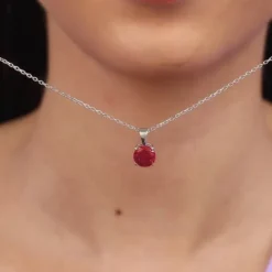 Silver Gracious Red Pendant with Link Chain