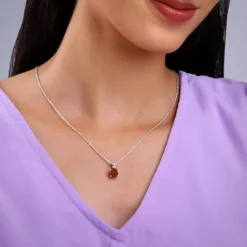 Silver Gracious Red Pendant with Link Chain