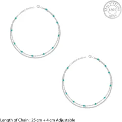 Silver Green Glimmer Anklet