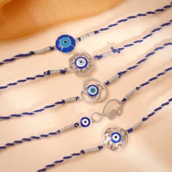 Silver Guardian Gaze Rakhi Combo (Set of 5)