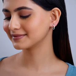 Silver Half Moon Hoop Earrings