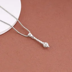 Silver Hanuman Gada Pendant with Box Chain For Him