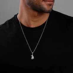 Silver Hanuman Pendant With Box Chain For Him