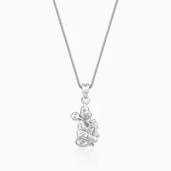 Silver Hanuman Pendant With Box Chain For Him