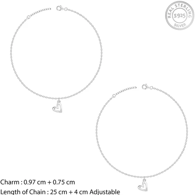 Silver Happy Heart Anklet