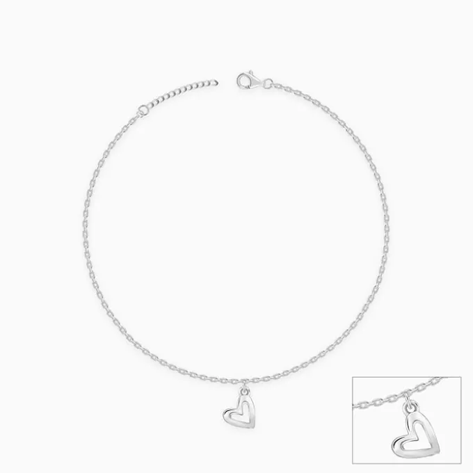 Silver Happy Heart Anklet