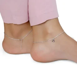 Silver Happy Heart Anklet