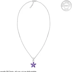 Silver Healing Flower Pendant With Link Chain