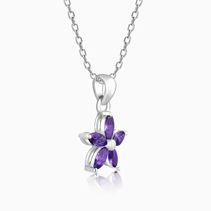 Silver Healing Flower Pendant With Link Chain