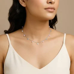 Silver Heart & Halo Necklace