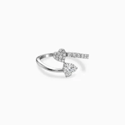 Silver Heart Bypass Shimmer Ring (Size 12)
