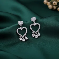 Silver Heart Dangler Earrings
