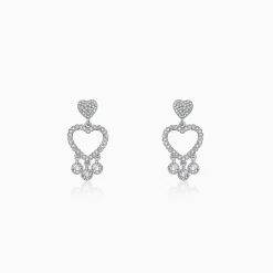 Silver Heart Dangler Earrings