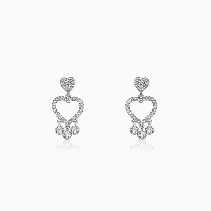 Silver Heart Dangler Earrings