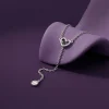 Silver Heart Drip Lariat Necklace