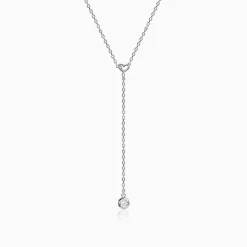 Silver Heart Drip Lariat Necklace