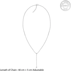 Silver Heart Drip Lariat Necklace