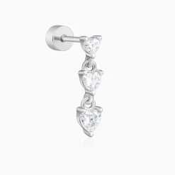 Silver Heart Drop Ear Piercings