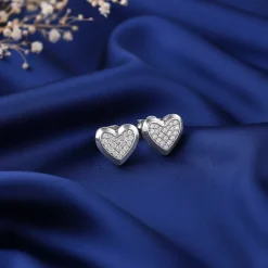 Silver Heart Glow Stud Earrings