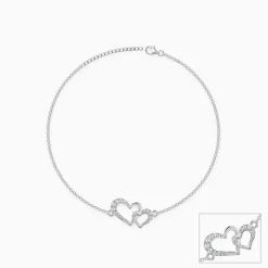 Silver Heart Interlocked Anklet